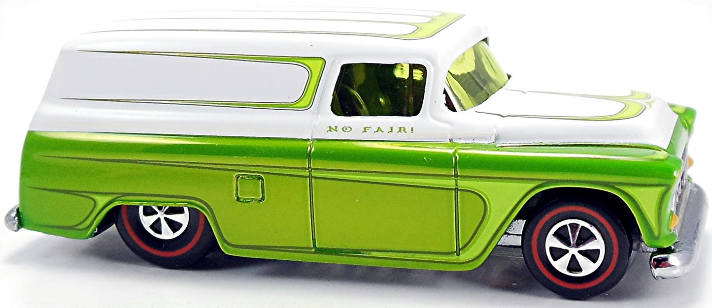 Hot Wheels 2008 - HWC / RLC - Series 7 Neo-Classics 5/6 - '55 Chevy Panel - Spectraflame Green & Enamel White - Metal/Metal & Neo-Classics - Motorcycle in Back with Opening Rear Door - Limited to 10,000 - Kar Keeper