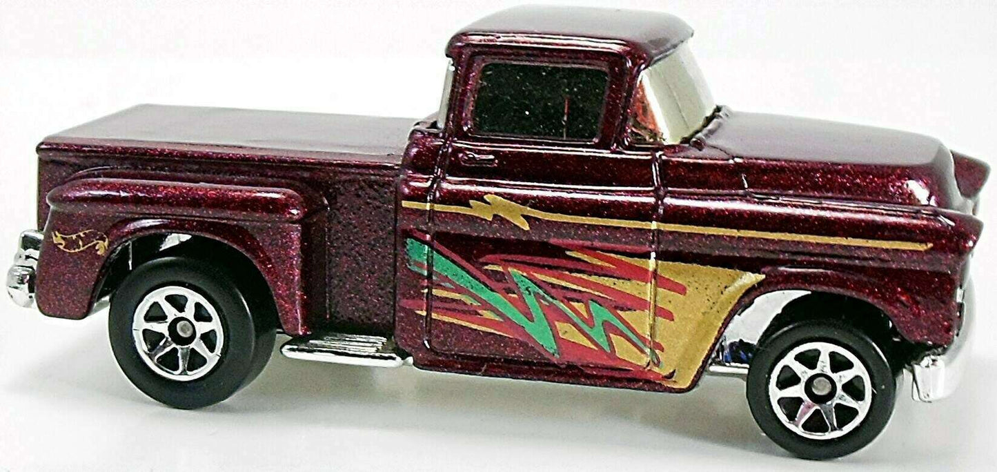 Hot Wheels 1995 - Collector # 289 - Steel Stamp Series 3/4 - '56 Flashsider - Metalflake Maroon - 7 Spokes