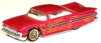 Hot Wheels 1997 - Collector # 517 - First Editions 5/12 - '59 Chevy Impala - Purple - Gold Lace Wheels - USA Blue & White Card