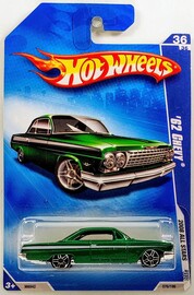 Hot Wheels 2008 - Collector # 076/196 - All Stars 36/36 - '62 Chevy - Metalflake Green - PR5 Wheels - USA Card