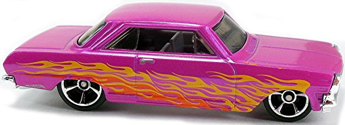 Hot Wheels 2017 - Collector # 014/365 - HW Flames 7/10 - '63 Chevy II - Pink Metalflake - FSC