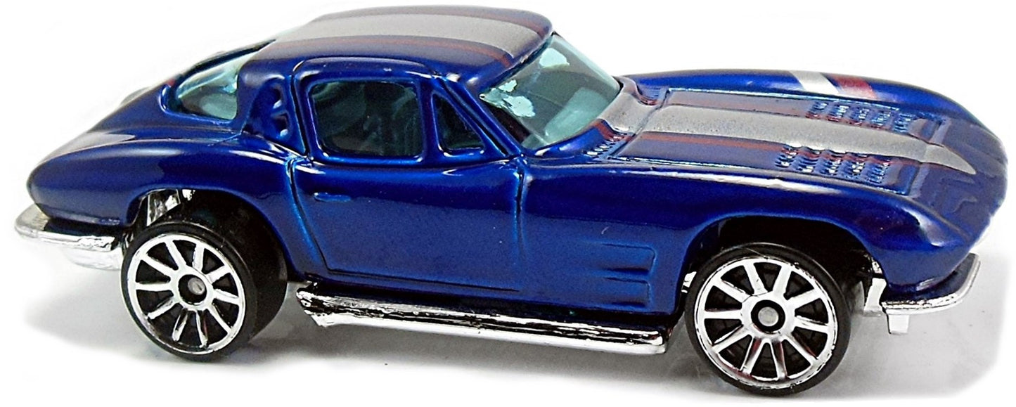 Hot Wheels 2007 - Collector # 150/180 - All Stars - '63 Corvette - Blue - 10 Spoke Wheels - USA Card