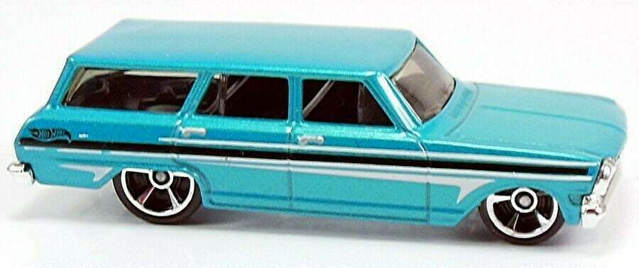 Hot Wheels 2013 - Collector # 195/250 - HW Showroom / HW Garage / New Models - '64 Chevy Nova Station Wagon - Metalflake Aqua Blue - M5 Wheels - USA Card