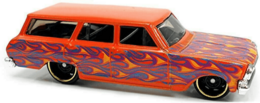 Hot Wheels 2020 - Collector # 141/250 - HW Flames 3/10 - '64 Chevy Nova Wagon - Metallic Dark Orange - IC