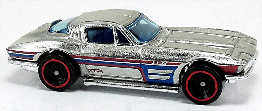 Hot Wheels 2013 - Collector # 204/250 - HW Showroom / Corvette 60th / ZAMAC 008 - '64 Corvette Sting Ray - ZAMAC - Walmart Exclusive - USA Card