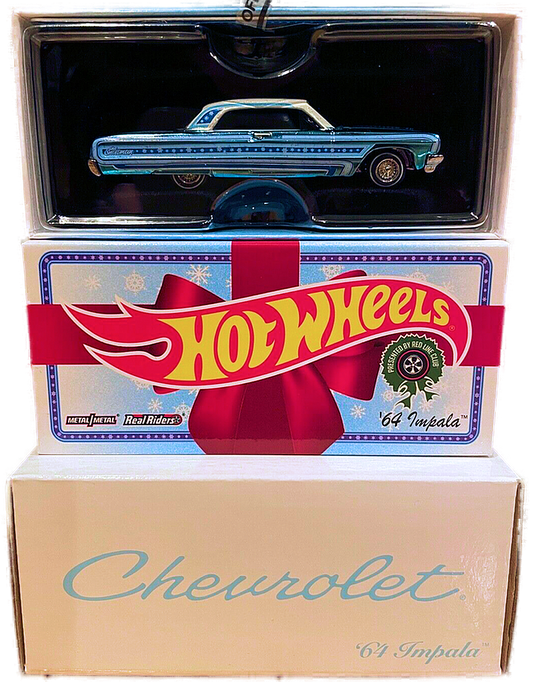 Hot Wheels 2021 - HWC/RLC Exclusive - Holiday Snowman - '64 Chevrolet Impala (Lowrider) - Spectraflame Blue - Metal/Metal - Real Riders - Adjustable/Posable Suspension - Acrylic Display Case