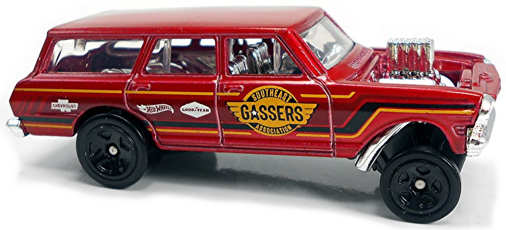 Hot Wheels 2020 - Collector # 174/250 - Muscle Mania 2/10 - '64 Nova Wagon Gasser - Metallic Red / Southeast Gassers Association - USA Card