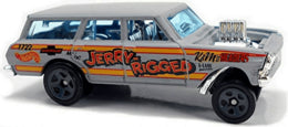 Hot Wheels 2019 - Collector # 198/250 - HW Race Day 4/10 - New Models - '64 Nova Wagon Gasser - Primer Gray / Jerry-Rigged - USA Card with Factory Set Sticke