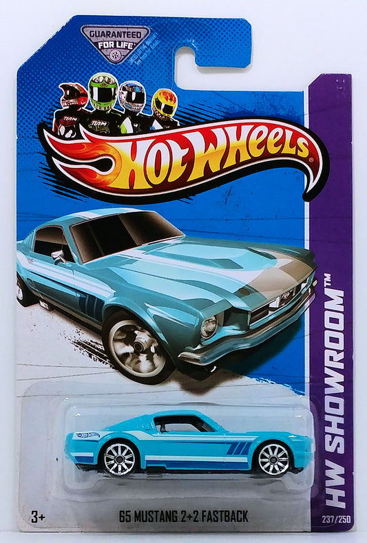 Hot Wheels 2013 - Collector # 237/250 - HW Showroom / Muscle Mania - '65 Mustang 2+2 Fastback - Baby Blue - 10 Spokes - USA