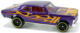 Hot Wheels 2018 - Collector # 032/365 - HW Flames 3/10 - '68 Chevy Nova - Purple - USA '50th' Card