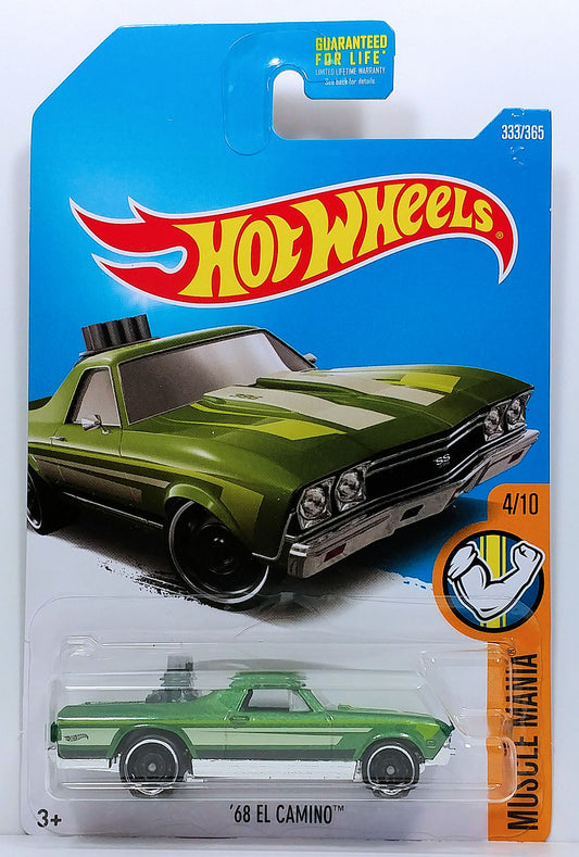 Hot Wheels 2017 - Collector # 333/365 - Muscle Mania 4/10 - '68 El Camino - Green Metalflake - USA Card