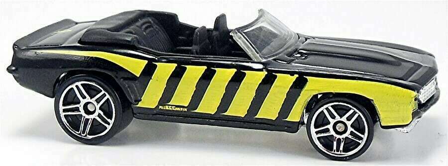 Hot Wheels 2008 - Collector # 097/196 - Web Trading Cars 21/24 - '69 Camaro (Convertible) - Black with Yellow Stripes - PR5 Wheels - USA Card