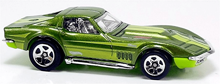 Hot Wheels 2013 - Collector # 201/250 - HW Showroom / Corvette 60th - '69 Corvette - Metalflake Green - 5 Spoke Wheels - KMart Exclusive - USA Card