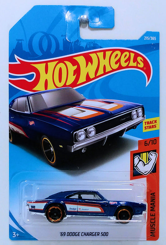 Hot Wheels 2018 - Collector # 215/365 - Muscle Mania 6/10 - '69 Dodge Charger 500 - Blue - IC