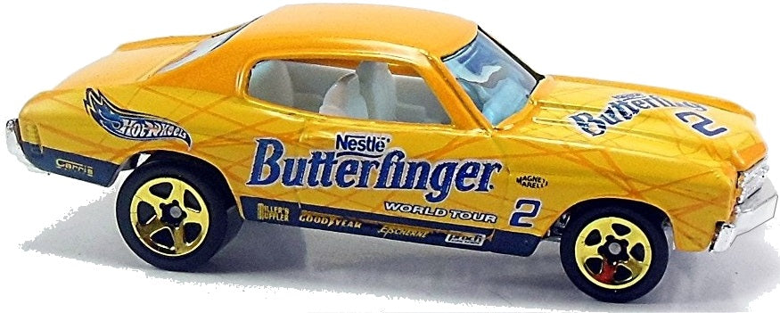 Hot Wheels 2002 - Collector # 098/240 - Sweet Rides 4/4 - '70 Chevelle SS - Yellow / Butterfinger - USA '35th Anniversary' Card