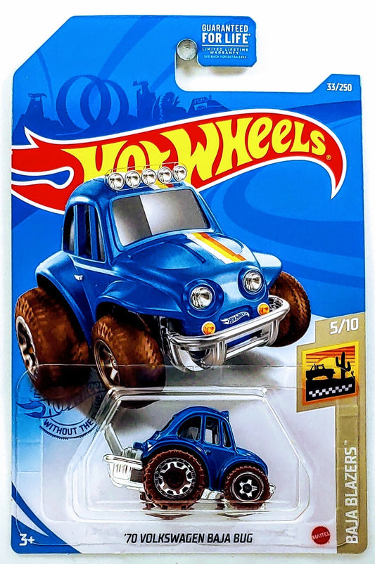 Hot Wheels 2021 - Collector # 033/250 - Baja Blazers 5/10 - '70 Volkswagen Baja Bug (Tooned) - Blue - USA Card