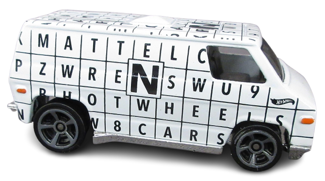 Hot Wheels 2023 - Collector # 016/250 - HW Art Cars 2/10 - 70s Van - White / Crossword Graphics - USA