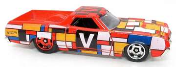 Hot Wheels 2023 - Collector # 142/250 - HW Art Cars 9/10 - '72 Ford Ranchero - Red / 'V' - USA