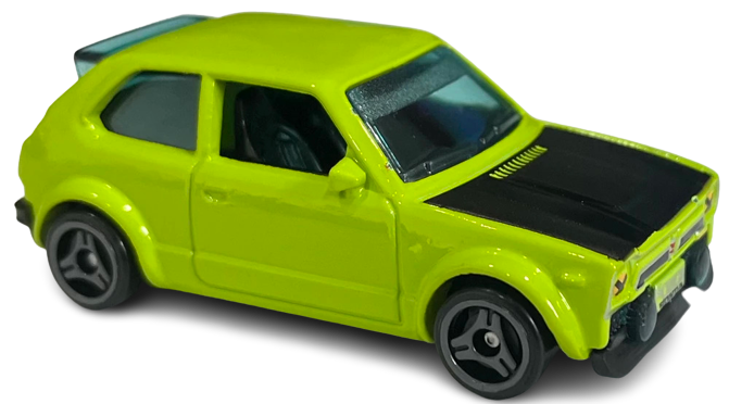 Hot Wheels 2023 - Collector # 117/250 - HW J Imports 08/10 - New Models -'73 Honda Civic Custom - Lime Green - Black Hood - IC