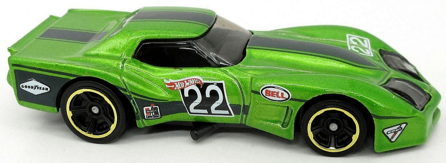 Hot Wheels 2022 - Collector # 021/250 - HW Contoured 1/5 - '76 Greenwood Corvette - Green / # 22 - IC
