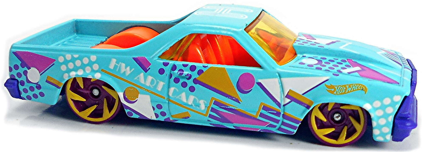 Hot Wheels 2021 - Collector # 044/250 - HW Art Cars 3/10 - '80 El Camino - Turquoise - International Card