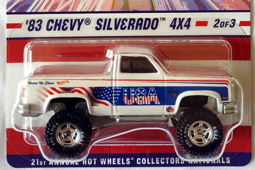 Hot Wheels 2021 - 21st Annual Collector's Nationals - '83 Chevy Silverado 4X4 - White - Metal/Metal & Real Riders - Limited to 5,500 - Kar Keeper