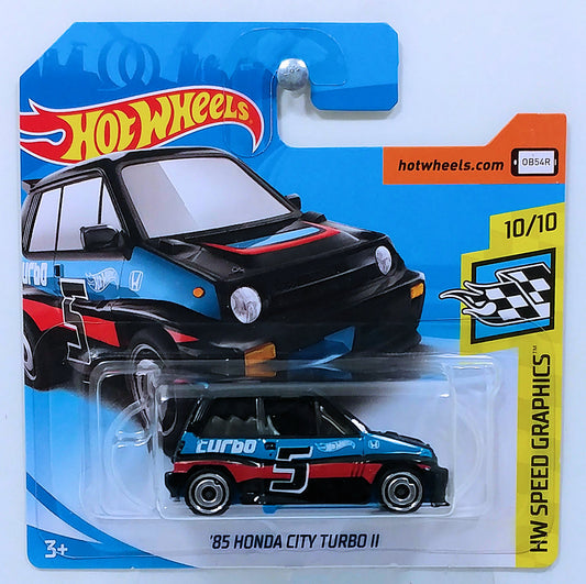 Hot Wheels 2018 - Collector # 190/365 - HW Speed Graphics 10/10 - New Models - '85 Honda City Turbo II - Black / #5 - International Short Card