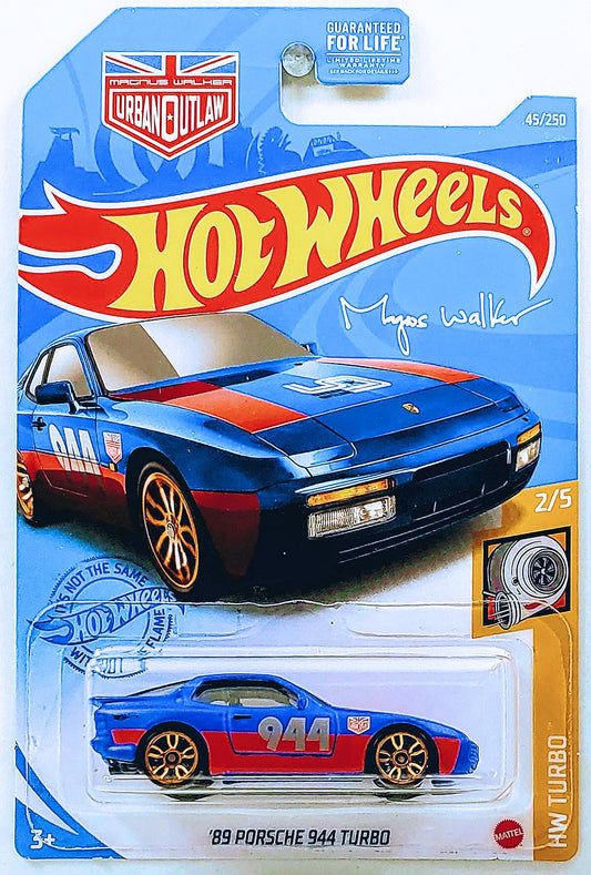 Hot Wheels 2021 - Collector # 045/250 - HW Turbo 2/5 - '89 Porsche 944 Turbo - Blue / Urban Outlaw - USA Card with Magnus Walker Logo