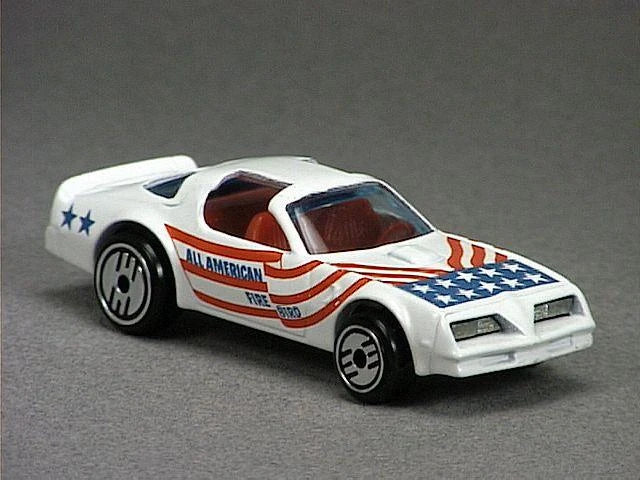 Hot Wheels 1990 - Collector # 37 - Hot Bird (Pontiac Firebird) - White with Stars & Stripes - Ultra Hots - Red Interior - USA Blue Card with Speed Points