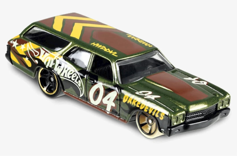 Hot Wheels 2018 - Collector # XXX/365 - HW Daredevils 1/5 - '70 Chevelle SS Wagon - Green - USA 50th Card