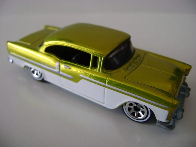 Hot Wheels 2006 - Classics Series 2 # 30/30 - 1955 Chevy - Spectraflame Anti-Freeze over White Enamel - 7 Spokes on White Walls - Metal/Metal - NEW Casting!