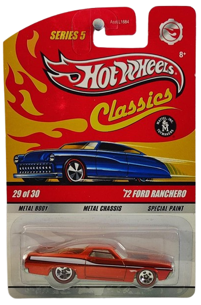 Hot Wheels 2009 - Classics Series 5 # 29/30 - '72 Ford Ranchero - Spectraflame Orange - 5 Spokes with Redlines - Metal/Metal - New Casting