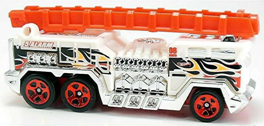 Hot Wheels 2015 - Collector # 051/250 - HW City / HW Rescue - 5 Alarm (Fire Truck) - White / Flames - International Card