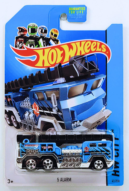 Hot Wheels 2014 - Collector # 041/250 - HW City / HW Rescue - 5 Alarm (Fire Truck) - Baby Blue / #42 - USA Card