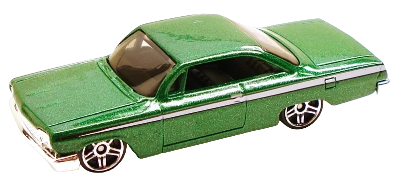 Hot Wheels 2008 - Collector # 076/172 - Stars 36/36 - '62 Chevy - Metalflake Green - PR5 Wheels - International Long Card