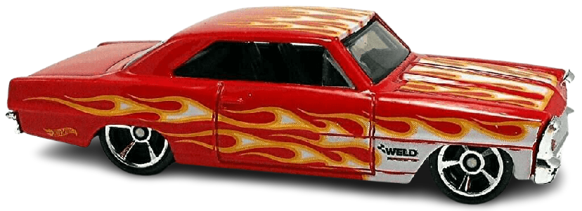 Hot Wheels 2019 - Collector # 143/250 - HW Flames 7/10 - '66 Chevy Nova - Red - MONTH