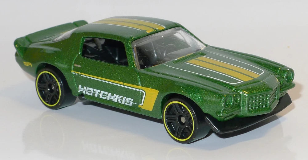 Hot Wheels 2018 - Collector # 028/365 - HW Speed Graphics 7/10 - '70 Camaro - Metalflake Green / Hotchkis - USA '50th' Card