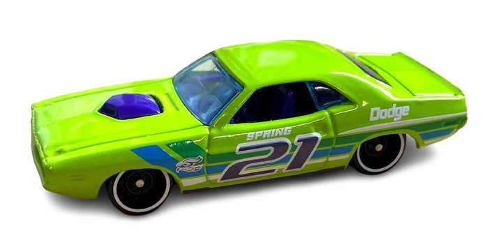 Hot Wheels 2021 - Easter / Spring Series 3/5 - '70 Dodge HEMI Challenger - Chartreuse Green - Steelie Wheels - Grocery Store's Exclusive
