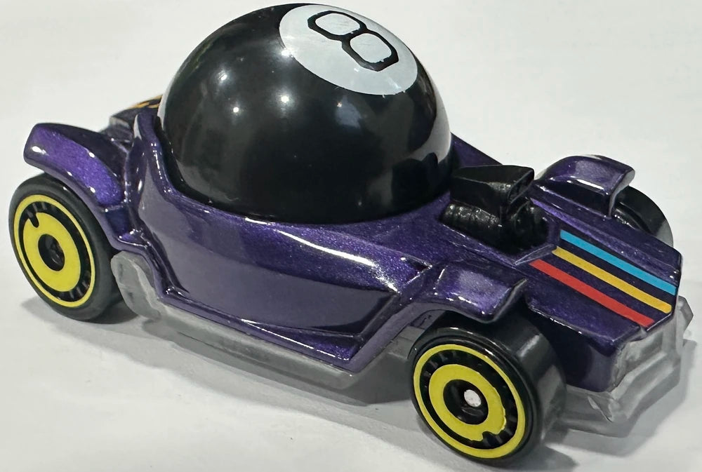 Hot Wheels 2026 - Collector # 070/250 - Mattel 4/5 - Decidedly Go - Metalflake Purple - Yellow Aero Disc Wheels - USA 'Magic Ball' Card