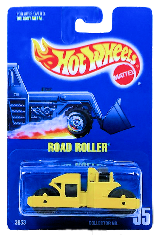 Hot Wheels 1991 - Collector # 055 - Road Roller - Yellow - USA Blue Card