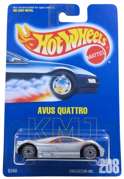 Hot Wheels 1993 - Collector # 208 - Avus Quattro - Metalflake Silver - UH Wheels - USA Blue Card