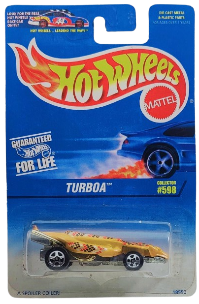 Hot Wheels 1997 - Collector # 598 - Turboa - Mustard Yellow - 5 Spokes Wheels - USA Blue and White Card