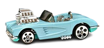 Hot Wheels 1998 - Collector # 780 - '58 Corvette Coupe - Turquoise / Exposed Blown Engine - 5 Dots Wheels - USA Red Car Card