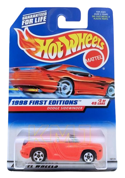 Hot Wheels 1998 - Collector # 634 - First Editions 3/40 - Dodge Sidewinder - Bright Orange - White HW Logo - USA Red Car Card