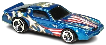 Hot Wheels 1999 - Collector # 1078 - Camaro Z28 - Metalflake Blue / Stars and Stripes - USA Blue Car Card