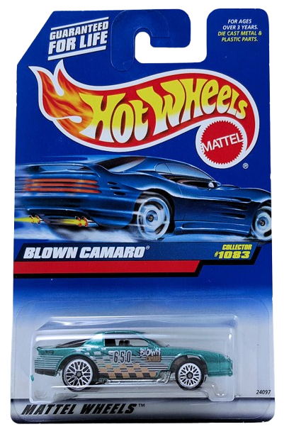Hot Wheels 1999 - Collector # 1083 - Camaro Z28 - Metalflake Teal - Lace Wire Wheels - Metal/Metal - USA Blue Car Card