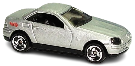 Hot Wheels 1999 - Collector # 1095 - Mercedes SLK - Metallic Silver - Sawblades - India - USA Blue Car Card
