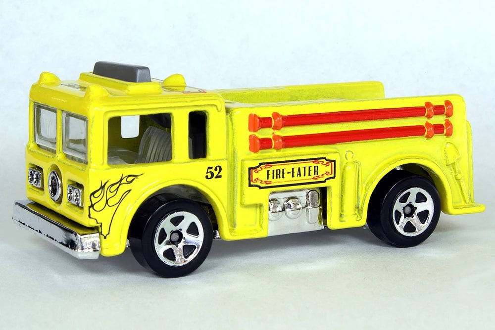 Hot Wheels 2008 - Collector # 048/196 - All Stars - Fire-Eater (Fire Engine, Pumper) - Yellow - USA Card with Beckett Promo
