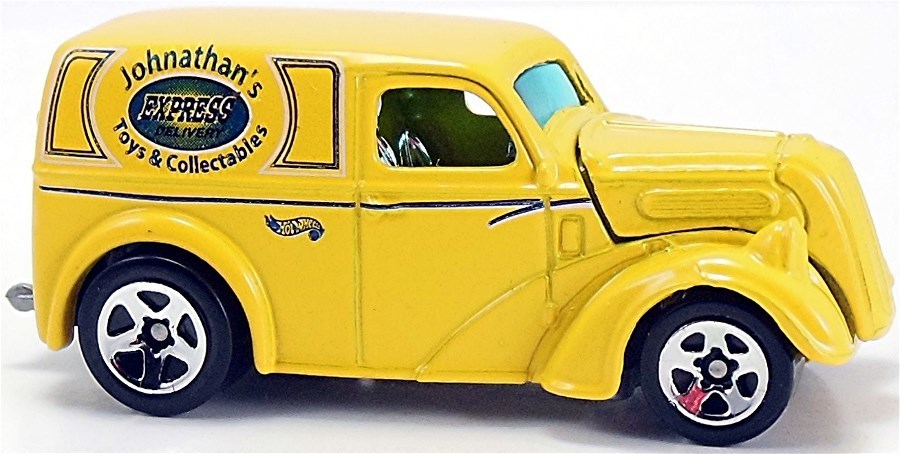Hot Wheels 2001 - Collector # 097/240 - Anglia Panel - Yellow / Jonathan's Toys & Collectibles - USA Card