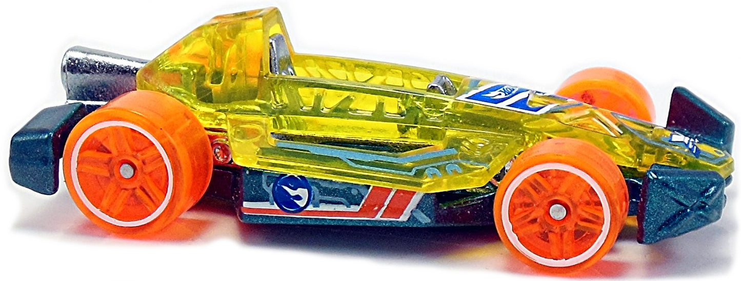 Hot Wheels 2017 - Collector # ---/365 - X-Raycers 8/10 - Treasure Hunts - Arrown Dynamic - Transparent Yellow Body / Teaal Metal Base - USA Card